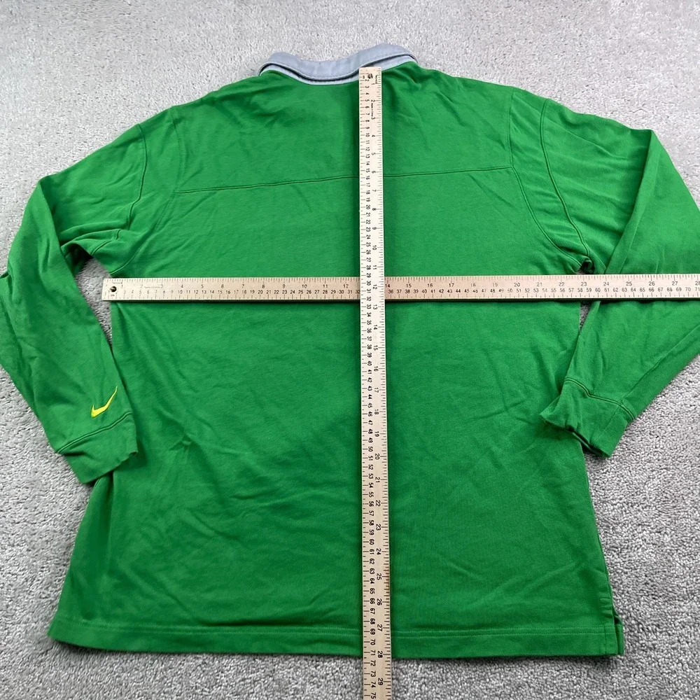 Oregon Ducks Polo Shirt Men Large Green Nike Campus Collection Long Sleeve Rugby